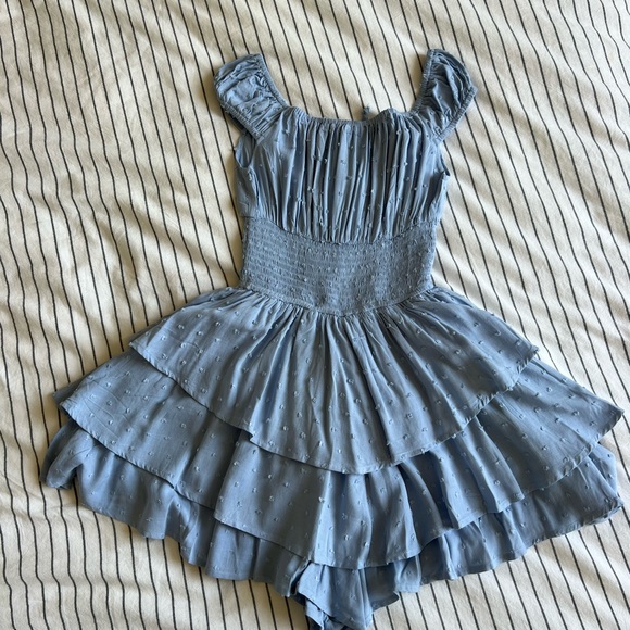 Laney Blue Tiered Ruffle Romper Dress - Picture 7 of 8